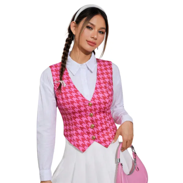 Barbiecore Pink Houndstooth Vest 8
