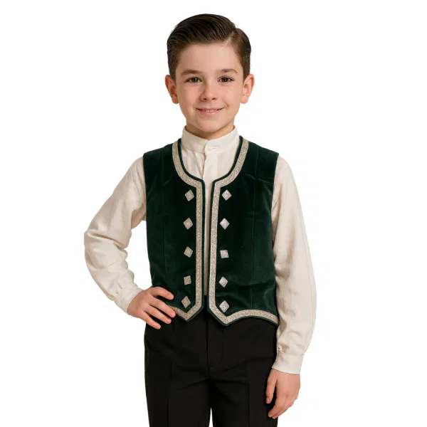 Emerald Velvet Victorian-Style Vest 5