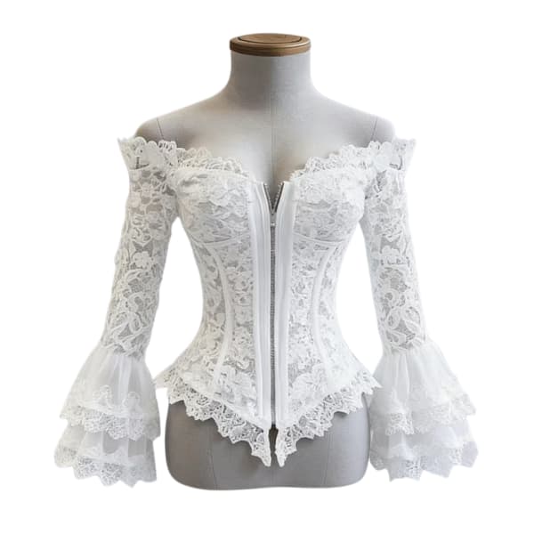 White Lace Off-Shoulder Corset Top