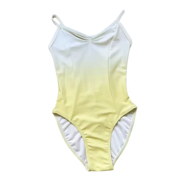“Classic Pinch Front Leotard” – Yellow and White Ombre 3