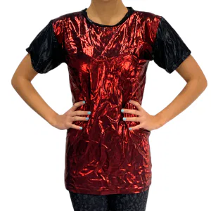 Metallic Tee with Patent Sleeves 8
