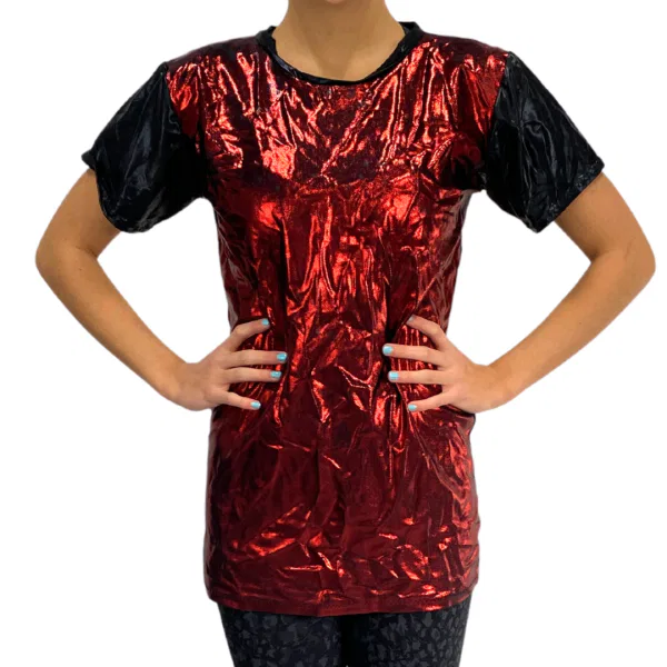 Metallic Tee with Patent Sleeves 79