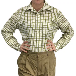 Button Up Dress Shirt – Green Graph Check Plaid 10