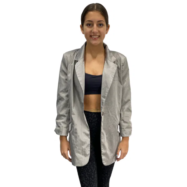 Silver Satin Blazer 6