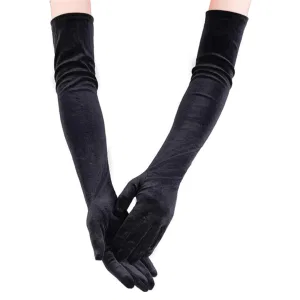 Velvet Opera-Length Gloves – Black 5