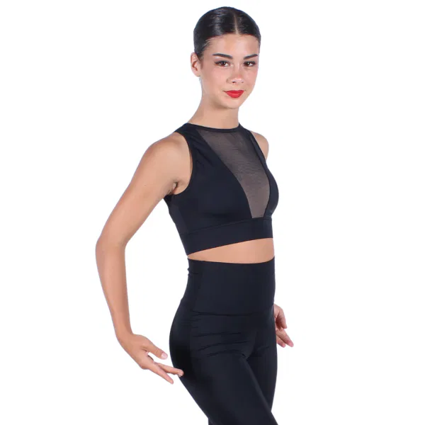 “Plunge Neck Illusion Crop Top” 10