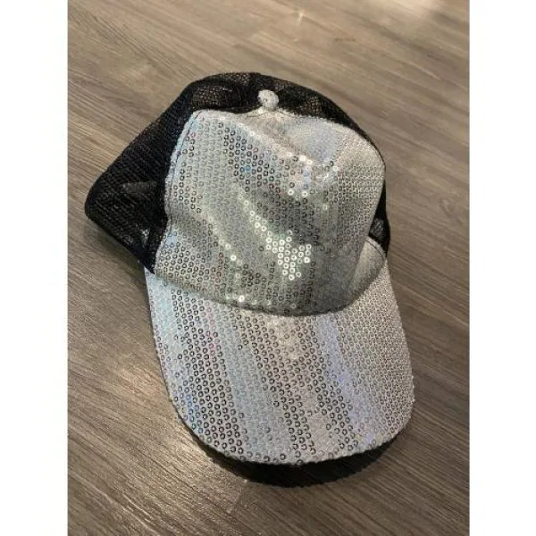 Silver Sequin Baseball Hat 5