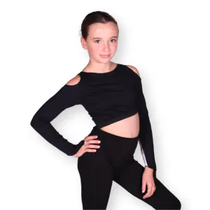Black Cold Shoulder Crop Top 6