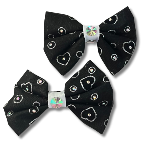 Black & White Heart Bow Clip 7