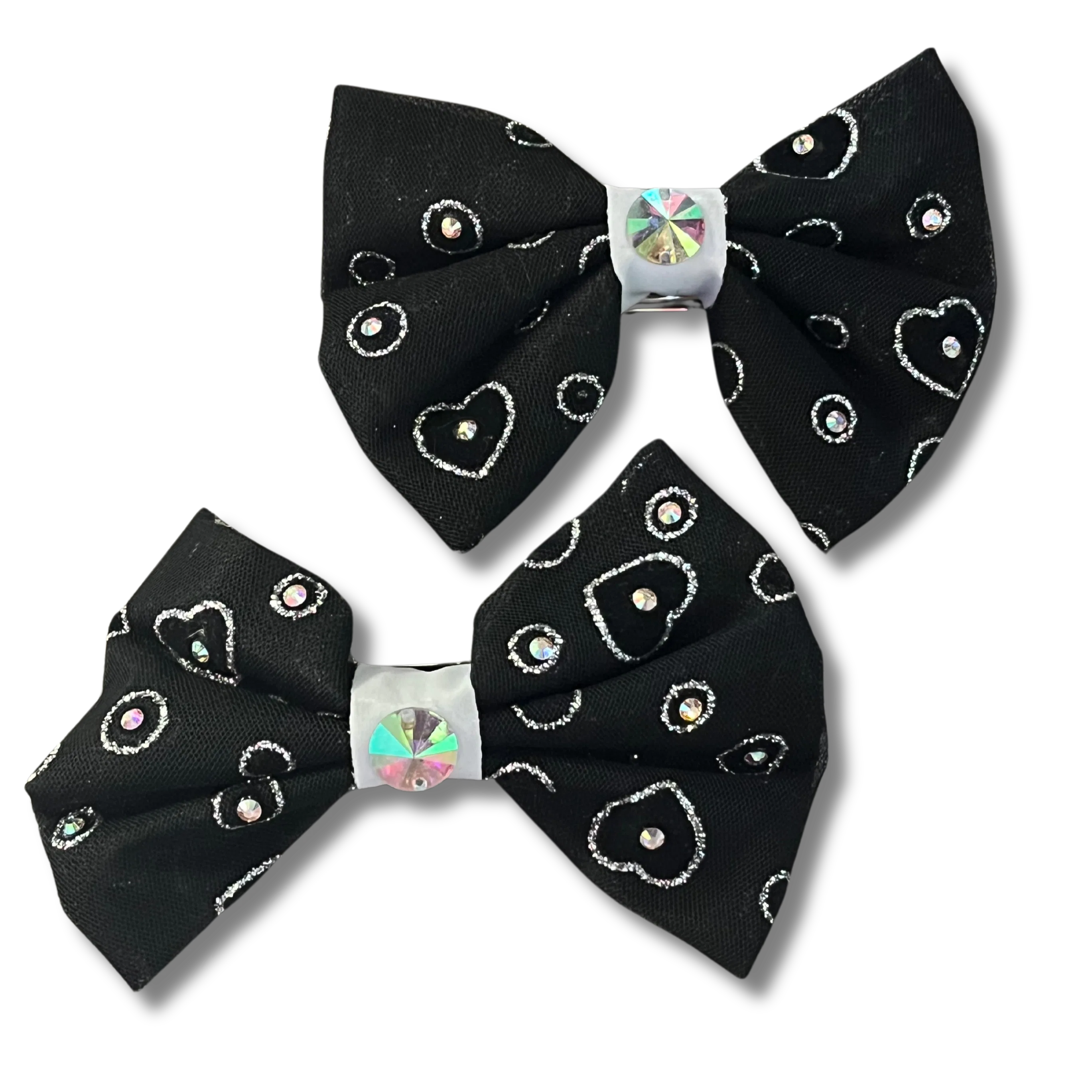Black & White Heart Bow Clip 7 Black & White Heart Bow Clip 7