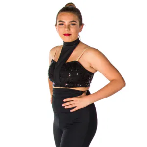 “Turtleneck Sequin Lace Bra Top” 8