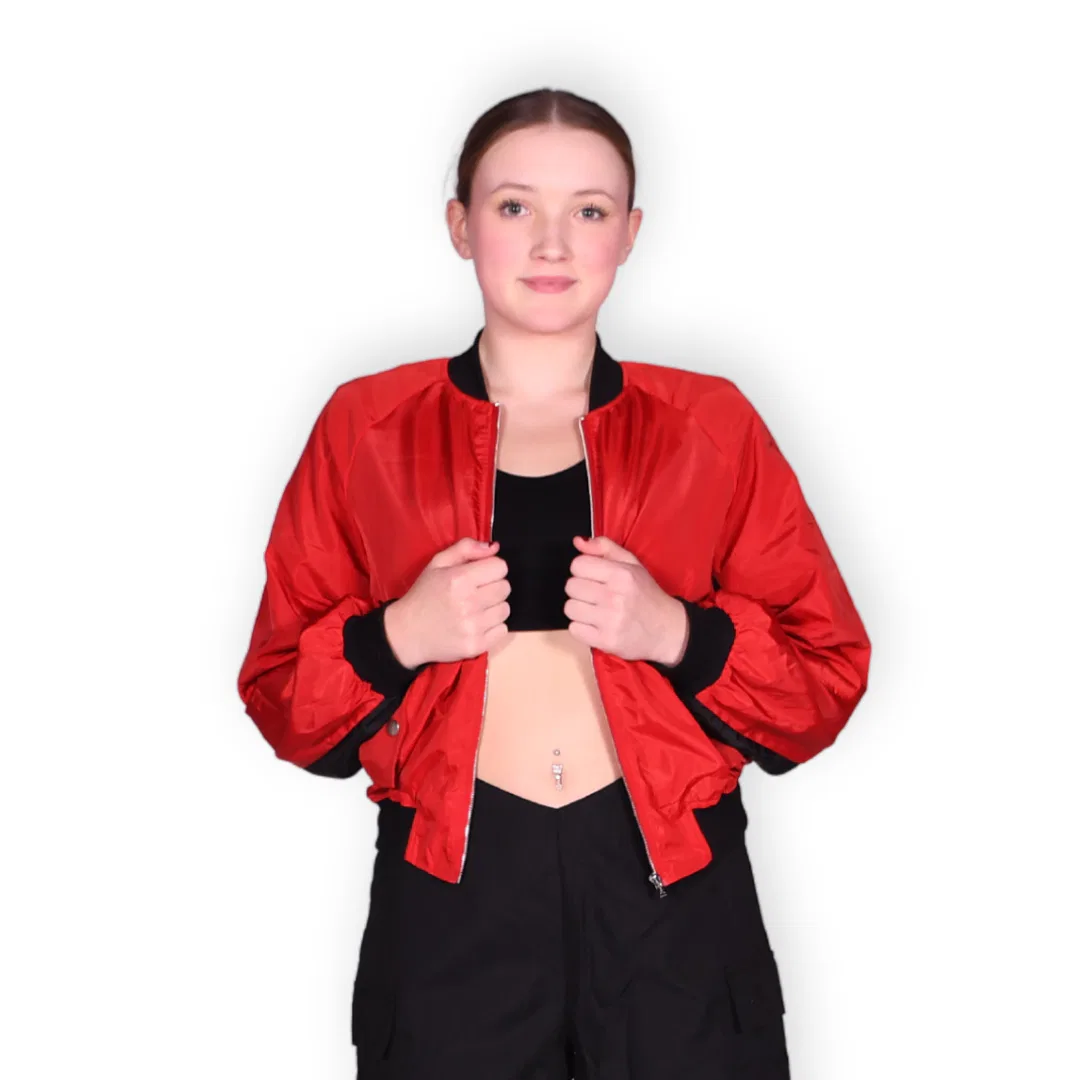 Red Zip Up Lantern Sleeve Bomber Jacket 9 Red Zip Up Lantern Sleeve Bomber Jacket 9