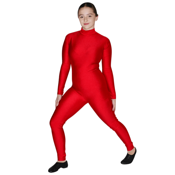 Mock Neck Unitard – Red 4