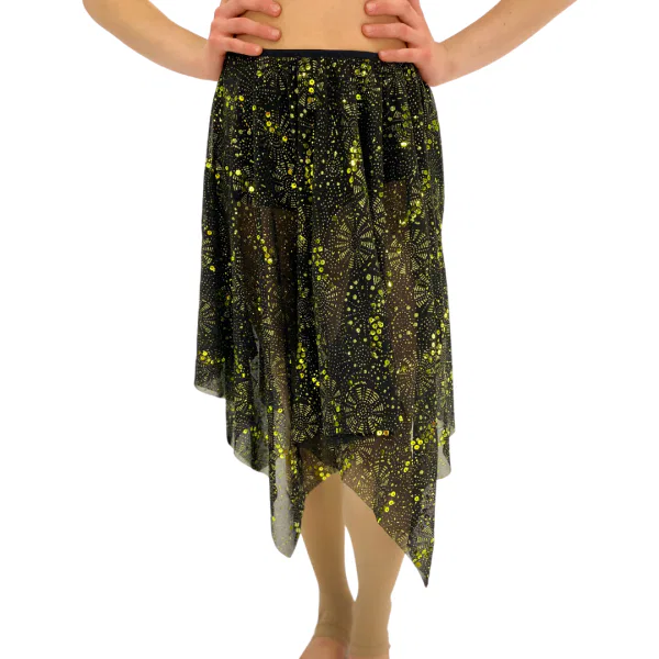 Black and Green Sequin Lyrical Skirt 8