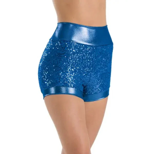 “High Waist Sequin Shorts” – Blue 4