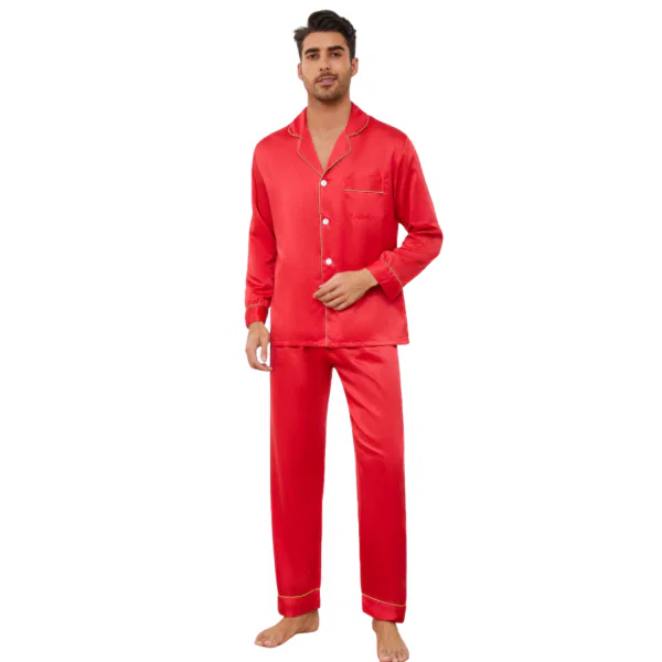 Men’s Contrast Piping PJ Set 6