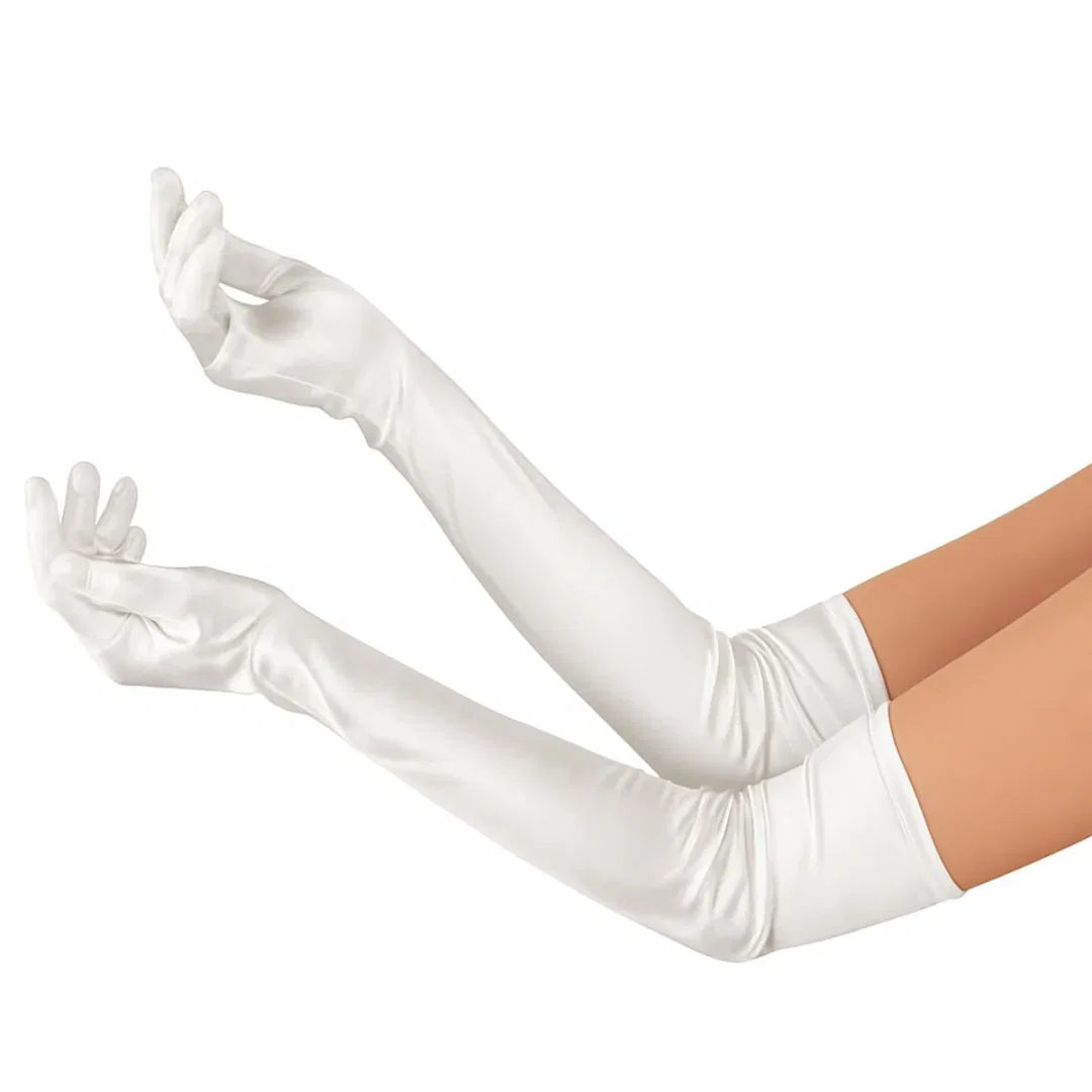White Satin Opera-Length Gloves 6 White Satin Opera-Length Gloves 6