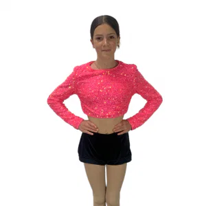 Pink Sequin Crop Top 8