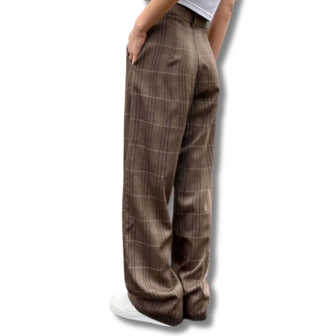 Wide Leg Plaid Pants 9