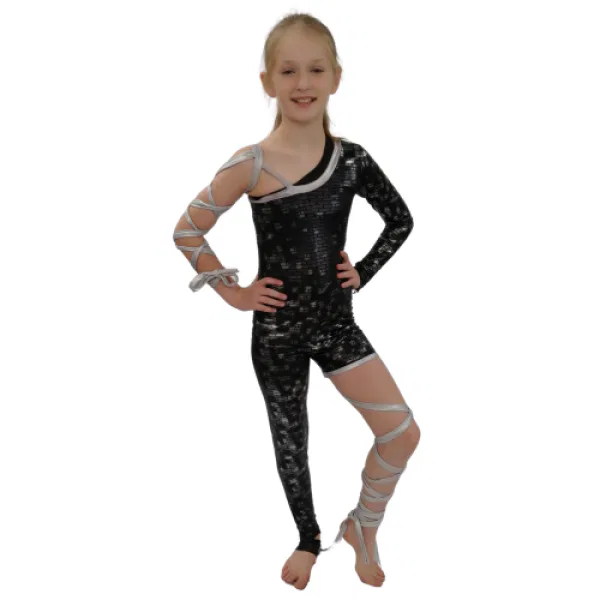 Black Brick Asymmetrical Unitard 8