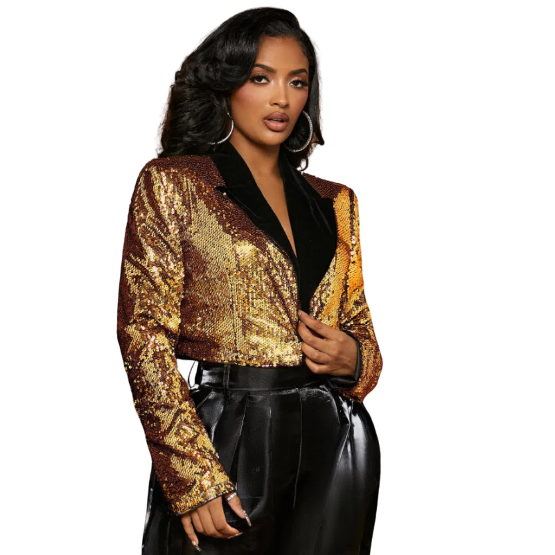 Gold Sequin Cropped Jacket 7 Gold Sequin Cropped Jacket 7