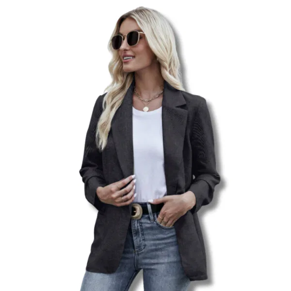 “Lapel Neck Open Front Blazer” 6