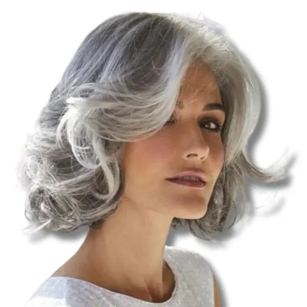 12 Inch Short Dark Grey Wave Wig 76