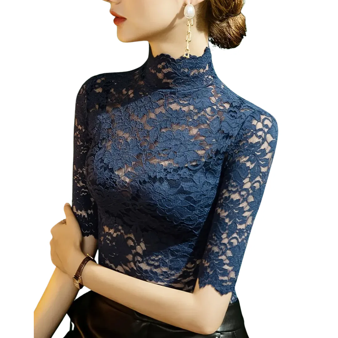 “Navy Lace Mock Neck” 9 “Navy Lace Mock Neck” 9