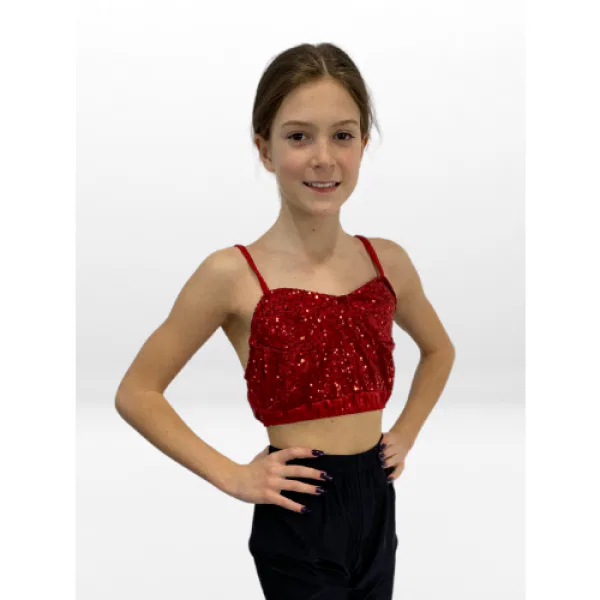 Red Sequin Crop Top 76