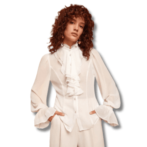 “Jabot Collar Flounce Sleeve Blouse” 4