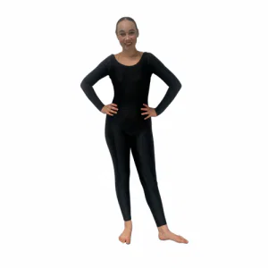 Long Sleeve Scoop Neck Unitard – Shiny Black 6