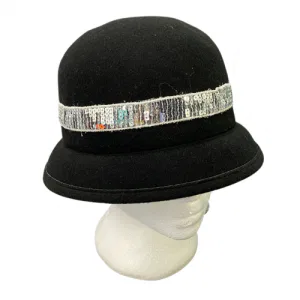 Black and Silver Cloche Hat 7