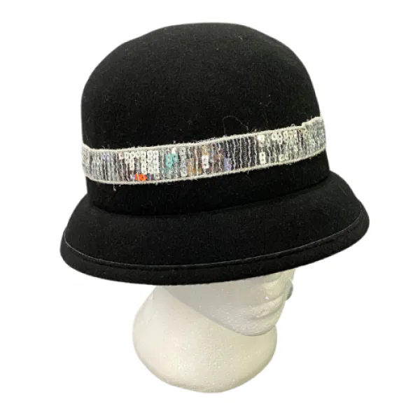 Black and Silver Cloche Hat 7