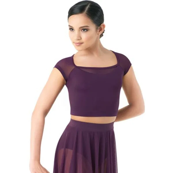 Crop Top with Mesh Cap Sleeves 10