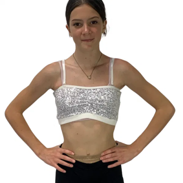 White Sequin Crop Top 6